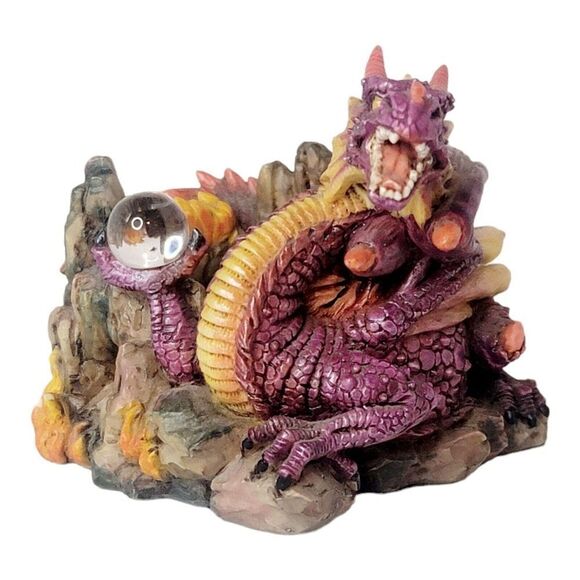 Vtg Purple Dragon Gothic Mythical Resin Candle Holder by Adams Apple Halloween - Picture 1 of 12